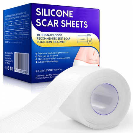 Rola Premium din Silicon Medical Transparent pentru Cicatrici, Reutilizabila, NOVA KISS®, 4 cm x 3 m