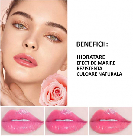 Ruj hidratant cu floare reala care isi schimba culoarea in roz Nova Kiss Miss Royal, 05 Pink1