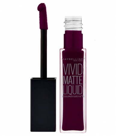 Ruj lichid mat Maybelline New York Color Sensational Vivid Matte Liquid, 45 Possessed Plum, 8 ml