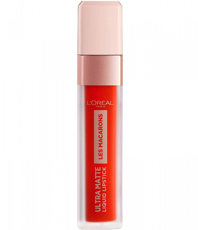 Ruj lichid ultra mat rezistent la transfer L'Oreal Paris Les Macarons, 826 Mademoiselle Mango, 7.6 ml3