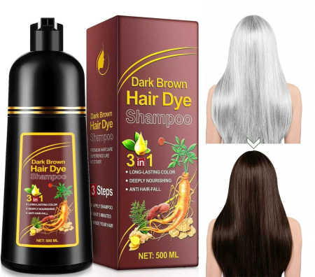 Sampon Colorant 3 in 1 Saten Inchis, 500 ml - Acoperire Fire Albe, Hranire si Anti-Cadere