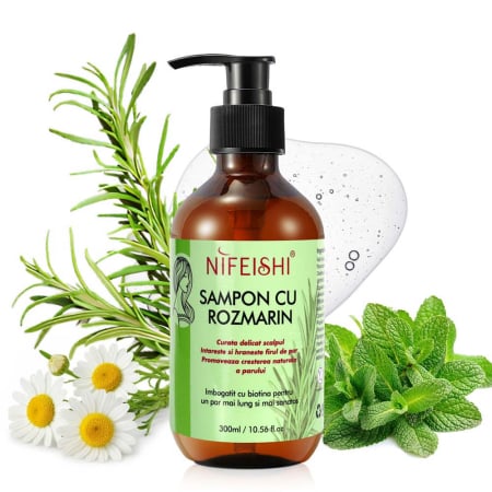 Sampon cu Rozmarin si Menta pentru Cresterea Parului, NIFEISHI®, 300 ml