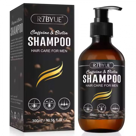 Sampon Premium Barbati cu Cofeina, Biotina, Ulei de ricin si Menta pentru Cresterea Parului, 300 ml 