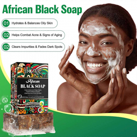 Sapun Negru African pentru Ten, 100% Raw, Nerafinat & Lucrat Manual, Formula Premium cu Antioxidanti si Vitamine, 100 g4
