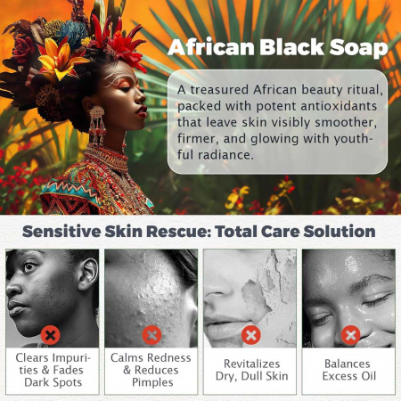 Sapun Negru African pentru Ten, 100% Natural, Raw, Nerafinat & Handmade cu Vitamina A, D, E si K, 100 g4
