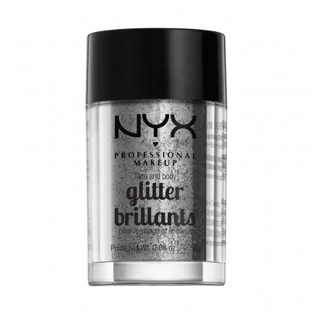 Sclipici pentru fata si corp NYX Professional Face & Body Glitter Silver, 2.5 g0