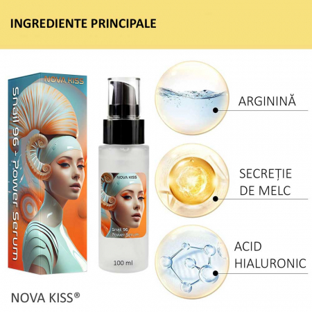 Ser Facial Puternic cu 96% Secretie Filtrata De Melc, NOVA KISS® Snail 96 Power Serum, 100 ml3
