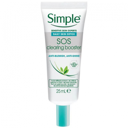 Crema anti-roseata, anti-pete, anti-stralucire pentru ten gras Simple Daily Skin Detox SOS Clearing Booster, 25 ml1