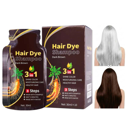 Pachet 10 Șampoane Colorante Șaten Închis - Acoperire Fire Albe, 10x30ml