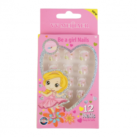 Set 12 Unghii False Pentru Copii, 04 Floricele de Primavara