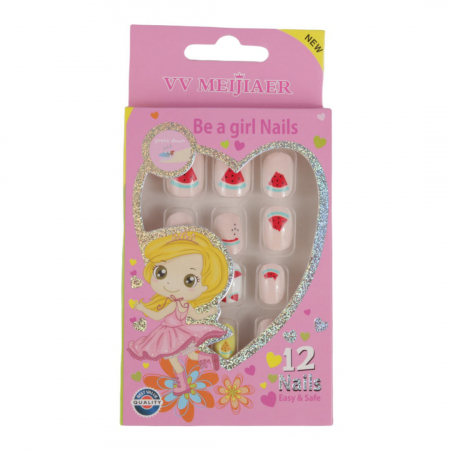 Set 12 Unghii False Pentru Copii, 26 Felii de Pepene0