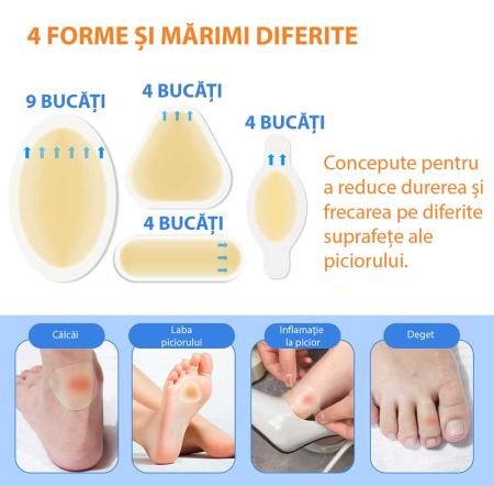 Set 21 Plasturi cu Gel Medical pentru Bătături și Bășici, Vindecare Rapidă, Rezistenți la Apă2