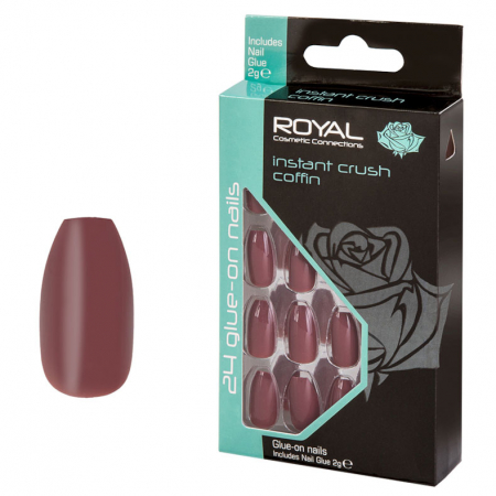 Set 24 Unghii False ROYAL Glue-On Nail Tips, Instant Crush Coffin, Adeziv Inclus 3 g