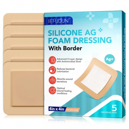 Comprese Premium pentru Cicatrici din Spuma de Silicon cu Argint si Margine Adeziva, 5 buc, 10 cm x 10 cm16
