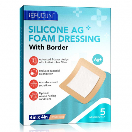 Comprese Premium pentru Cicatrici din Spuma de Silicon cu Argint si Margine Adeziva, 5 buc, 10 cm x 10 cm4