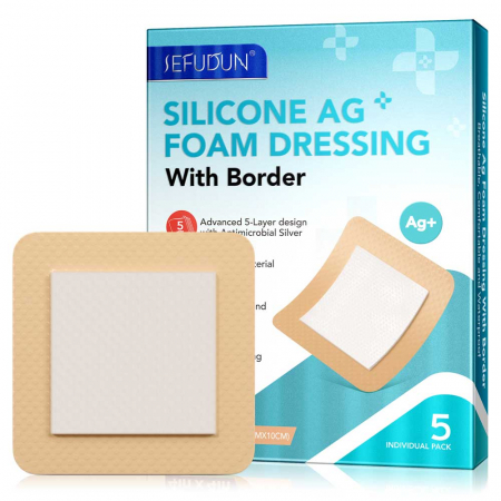 Comprese Premium pentru Cicatrici din Spuma de Silicon cu Argint si Margine Adeziva, 5 buc, 10 cm x 10 cm15
