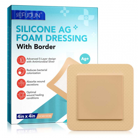 Comprese Premium pentru Cicatrici din Spuma de Silicon cu Argint si Margine Adeziva, 5 buc, 10 cm x 10 cm12