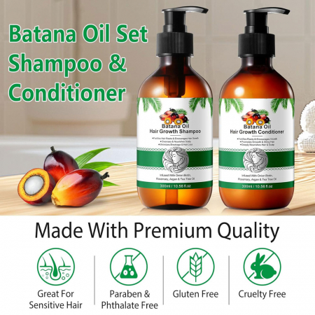 Set Premium pentru Cresterea Parului, Sampon si Balsam cu Ulei de Batana, NOVA KISS® 2 x 300 ml1
