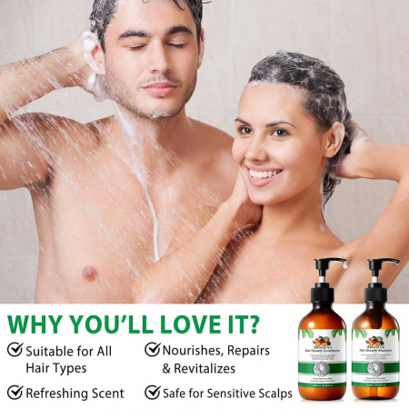 Set Premium pentru Cresterea Parului, Sampon si Balsam cu Ulei de Batana, NOVA KISS® 2 x 300 ml2