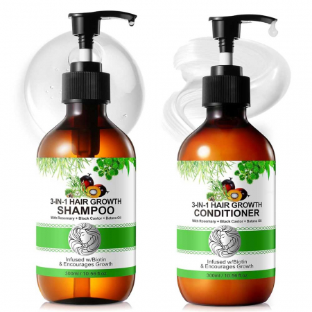 Set Crestere Par cu Sampon si Balsam 3 in 1 Rozmarin, Ricin, Batana, NOVA KISS® 2 x 300 ml5