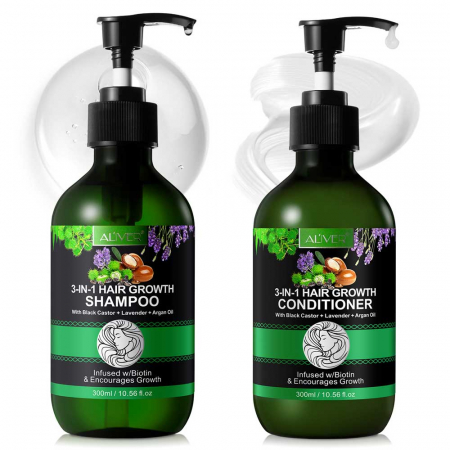 Set Crestere Par cu Sampon si Balsam 3 in 1 Ricin, Lavanda, Argan, 2 x 300 ml2