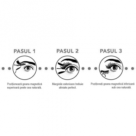 Set Gene False Profesionale cu prindere magnetica in 3 magneti, Reutilizabile, Aspect Natural, Negru 0621