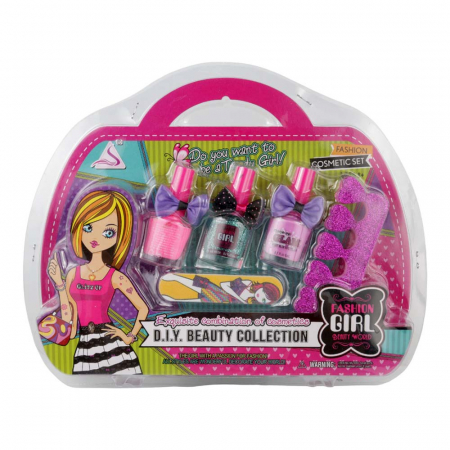 Set manichiura pentru copii cu 3 Lacuri de Unghii, Pila Unghii si Despartitor Nova Kiss Trendy Girl, Varsta 8+