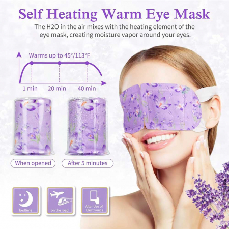 Set 12 Masti de Ochi cu Aburi, Auto-Incalzire pentru Relaxarea Ochilor Obositi, Lavanda5