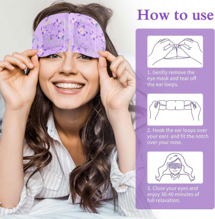 Set 12 Masti de Ochi cu Aburi, Auto-Incalzire pentru Relaxarea Ochilor Obositi, Lavanda1