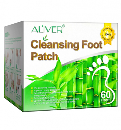 Set Plasturi Detoxifiere 60 bucati Aliver Detox Foot Patch, 100% Natural & Pur