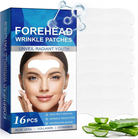 Set Plasturi Anti-Rid pentru Frunte cu Colagen, Efect de Intinerire, NOVA KISS®, 16 buc0