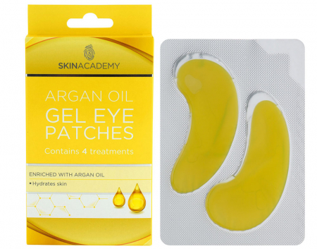 Set Plasturi Tratament pentru ochi cu Ulei de Argan SKIN ACADEMY Gel Eye Patches, 4 seturi (8 plasturi)