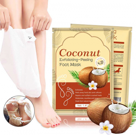 Șosete Exfoliante cu Cocos pentru Picioare, Reparare Profundă și Călcăie Fine3