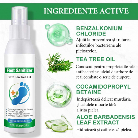 Spray Antimicrobian pentru Picioare cu Ulei de Arbore de Ceai, 120 ml1