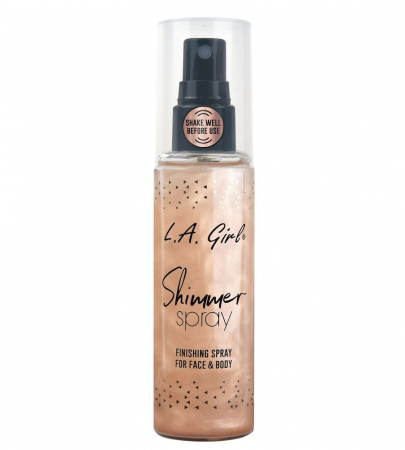 Spray cu Sclipici pentru fixare, Ten & Corp L.A Girl Shimmer Spray, Rose Gold 80 ml