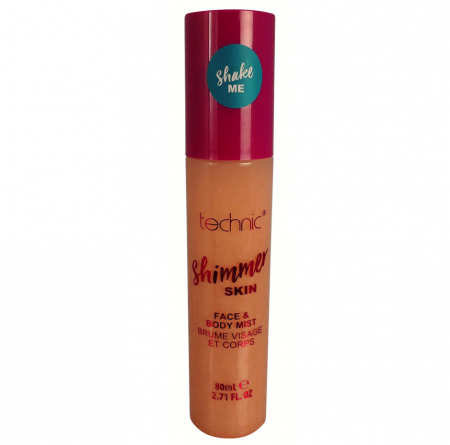Spray Stralucitor Pentru Fata Si Corp Technic Shimmer Skin Face & Body Mist, Sunset, 80 ml