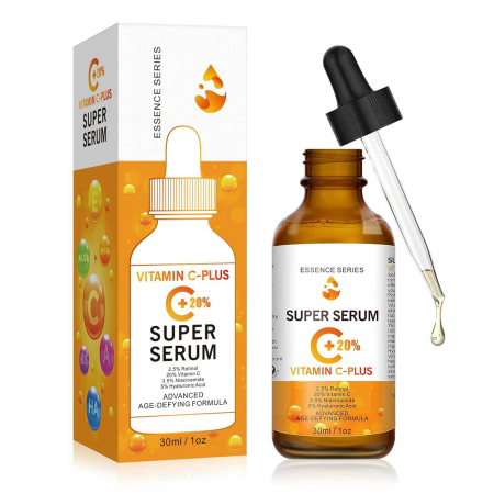 Super Serum Facial Anti-Imbatranire cu +20% Vitamina C, Retinol, Niacinamide si Acid Hialuronic SEFUDUN, 30 ml