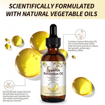 Ulei Cyperus Rotundus pentru Incetinirea Cresterii Firelor de Par, Formula 100% Naturala, NOVA KISS®, 60 ml1