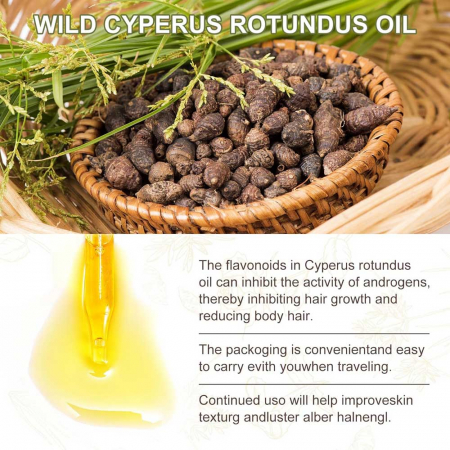 Ulei Cyperus Rotundus pentru Reducerea Cresterii Parului Nedorit, 100% Formula Naturala, NOVA KISS®, 60 ml6