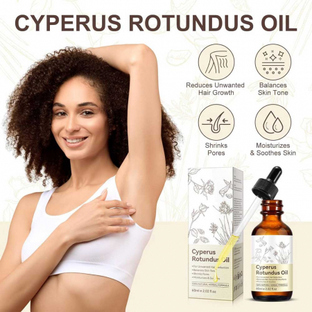 Ulei Cyperus Rotundus pentru Reducerea Cresterii Parului Nedorit, 100% Formula Naturala, NOVA KISS®, 60 ml9