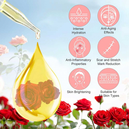 Ulei de Trandafir si Vitamina E, 100% Natural pentru Ten si Corp, Anti cicatrici, Anti imbatranire, 60 ml2