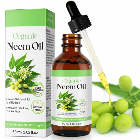 Ulei Organic de Neem, 100% Natural, Premium, Fara Hexan, pentru Piele, Scalp si Par, 60 ml