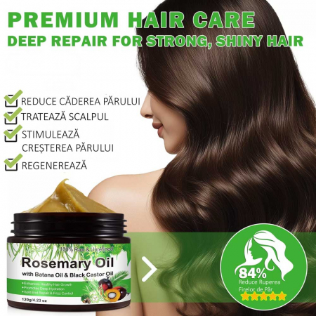 Ulei Premium 3 in 1 cu Rozmarin, Batana si Ricin, 100% Pur si Natural, Raw si Nerafinat pentru Cresterea Parului, 120 g1