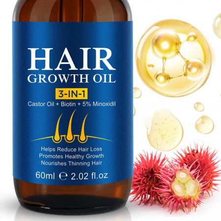 Ulei Premium 3 in 1 pentru Cresterea Parului cu Minoxidil, Biotina si Ulei de Ricin, 60 ml6