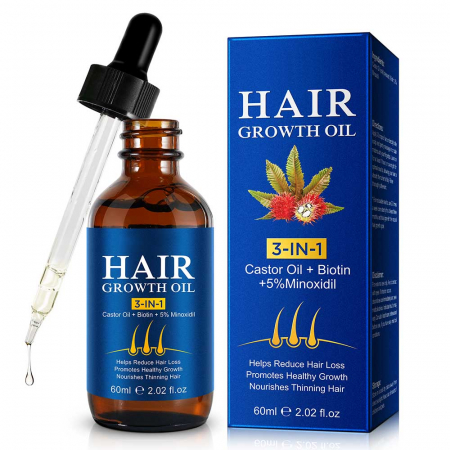 Ulei Premium 3 in 1 pentru Cresterea Parului cu Minoxidil, Biotina si Ulei de Ricin, 60 ml5