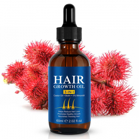 Ulei Premium 3 in 1 pentru Cresterea Parului cu Minoxidil, Biotina si Ulei de Ricin, 60 ml0