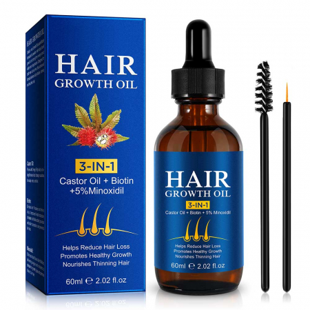 Ulei Premium 3 in 1 pentru Cresterea Parului cu Minoxidil, Biotina si Ulei de Ricin, 60 ml3
