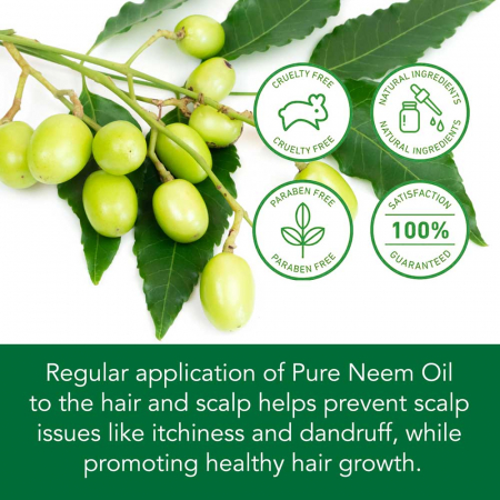 Ulei Premium de Neem, 100% Natural & Pur pentru Cresterea Parului si Ingrijirea Pielii, 60 ml1
