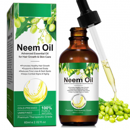 Ulei Premium de Neem, 100% Natural & Pur pentru Cresterea Parului si Ingrijirea Pielii, 60 ml