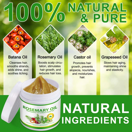 Ulei Premium de Rozmarin, Batana si Ricin, 100% Raw & Nerafinat pentru Cresterea Parului, 220 g4